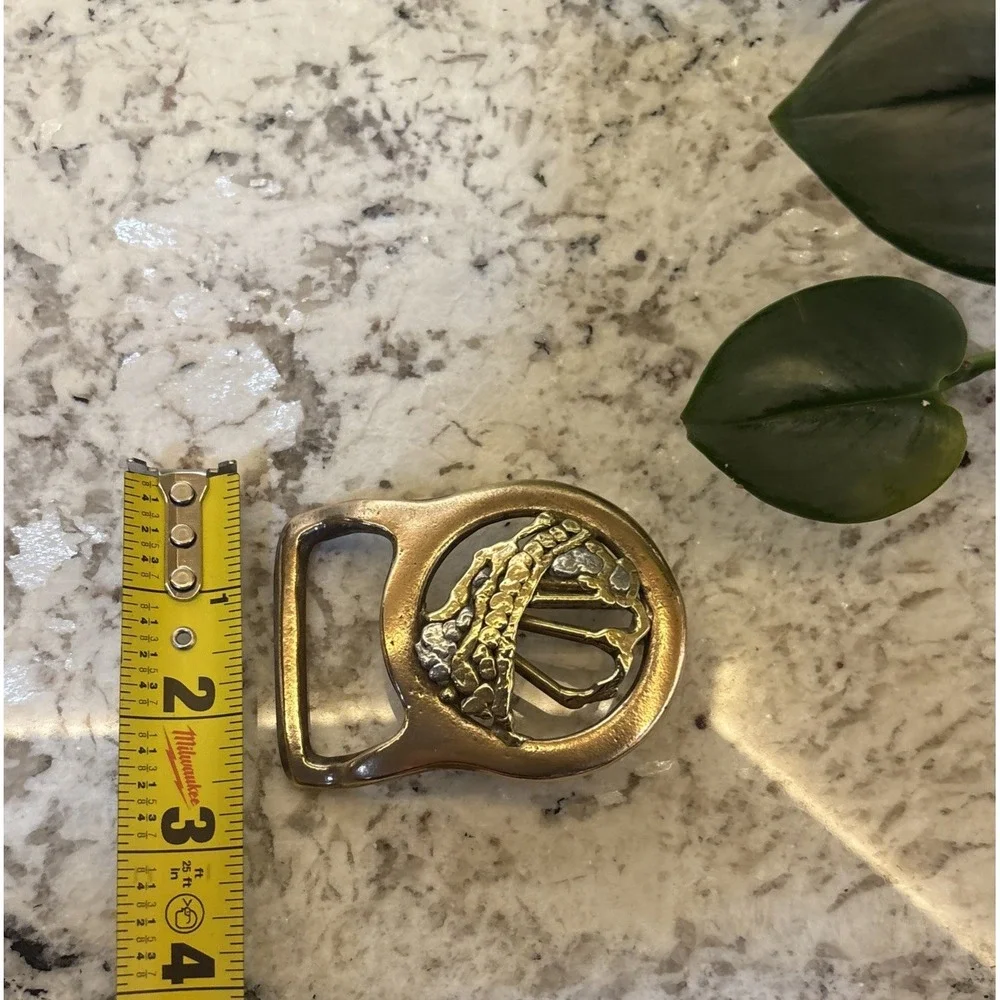 The Master Works Belt Buckle Brutalist‎ Vintage 1970s Brass Mixed Metals fashion